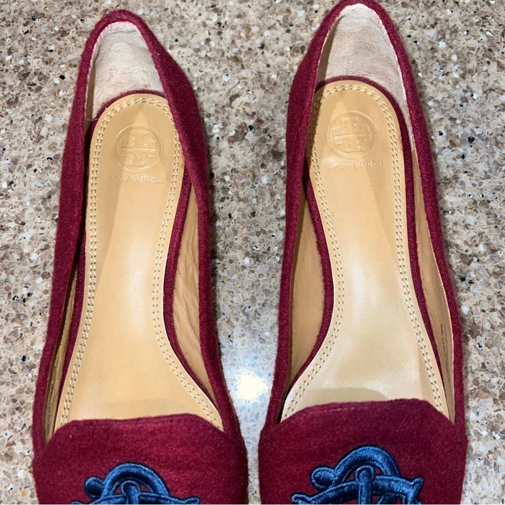 Tory Burch Antonia Loafer - Imperial Garnet & Navy size 9.5 worn once! - Picture 3 of 6